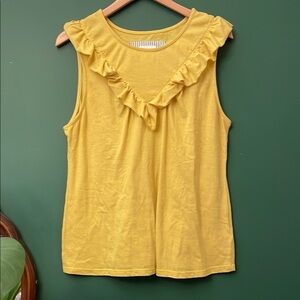Maeve Kalama Ruffled Top Mustard Womens L Anthropologie